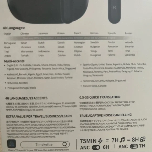 Timekettle M3 Language Translator Earbuds Black New Sealed In Box